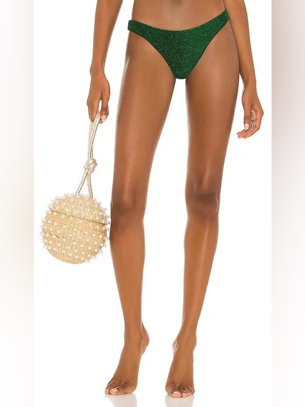 Nookie  X Revolve Green Shimmer Bikini Bottoms with Black Lining